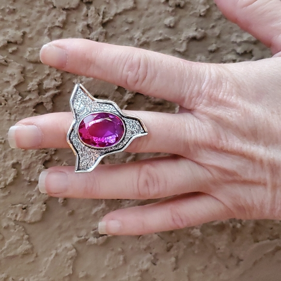 New Unique Bi-Color Tourmaline 925 Silver Ring. - Picture 11 of 16